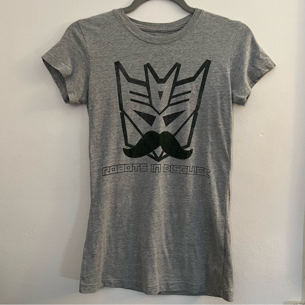 Transformers Robots in disguise T-shirt with a mustache Womans size medium